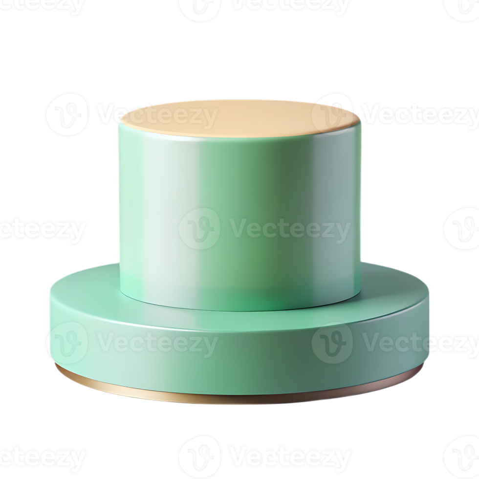 Pastel green and beige cylinder display stand isolated on transparent background png