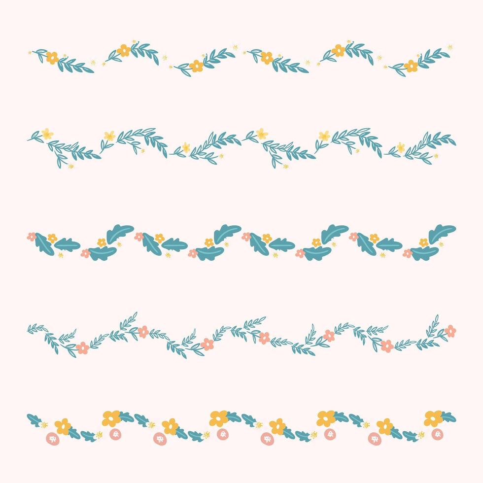 Pastel floral garland border illustration vector