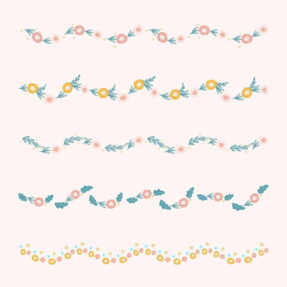 Collection of floral divider illustration vector