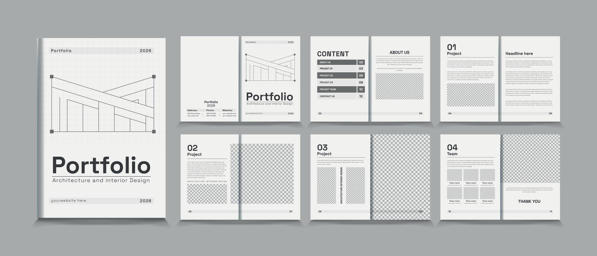 Architecture and interior portfolio design, Architecture Portfolio Layout vector