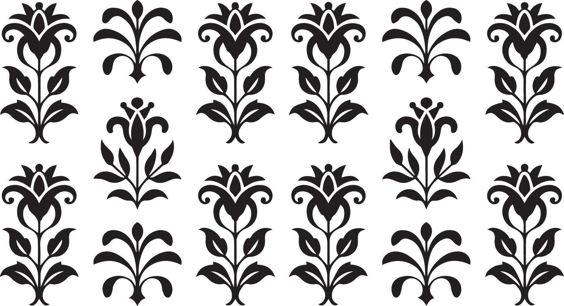 Black and white floral design elements for textile vector