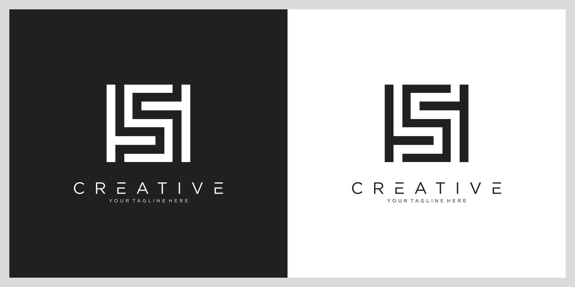 Luxury Initial HS or SH Letter Logo Design. vector