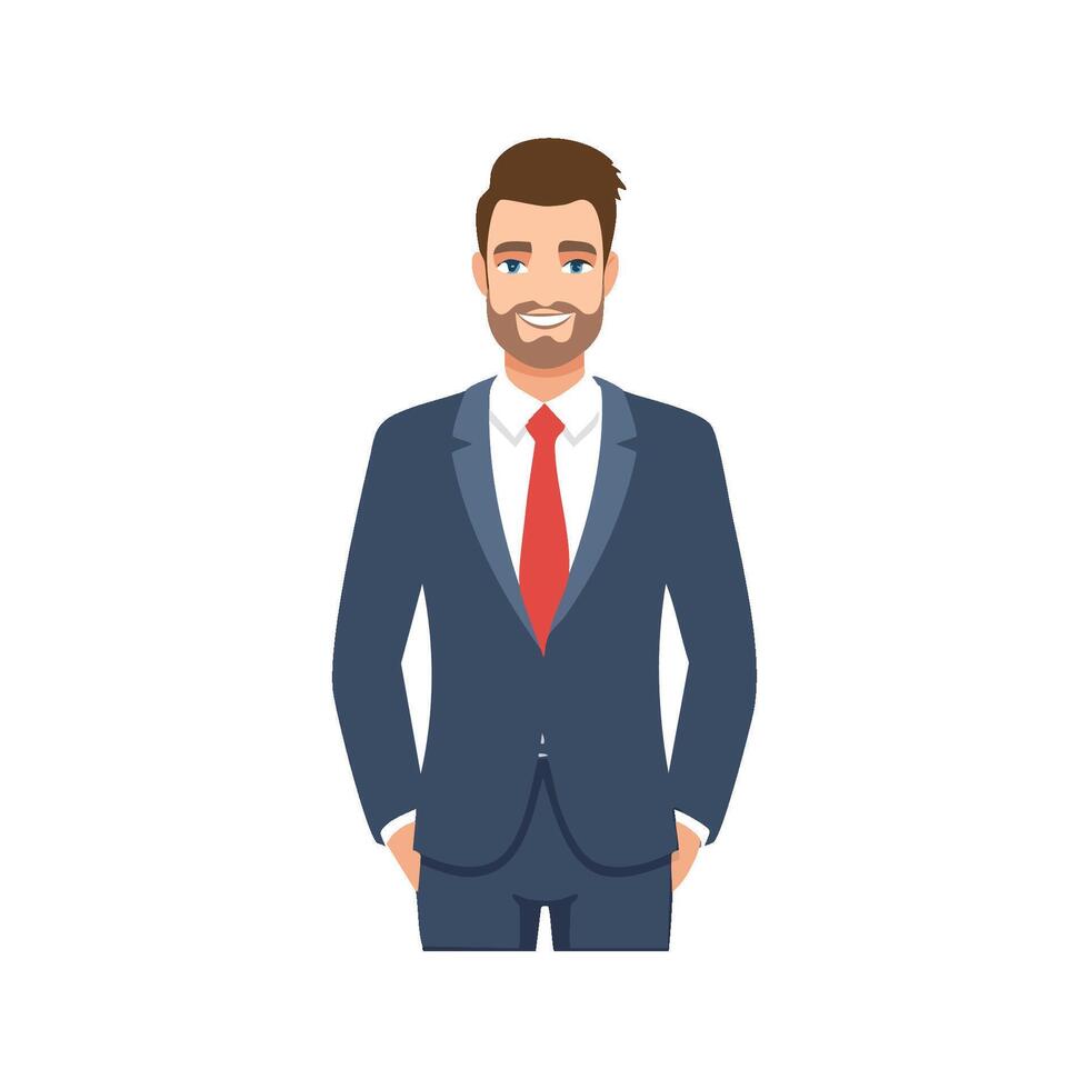 A man in a suit and tie is standing with his hands in his pockets vector