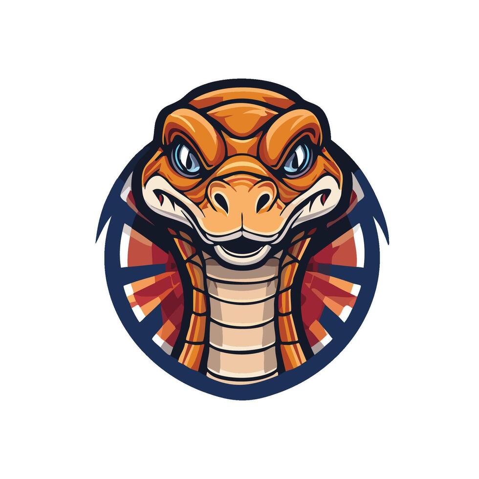 An orange and blue snake head vector