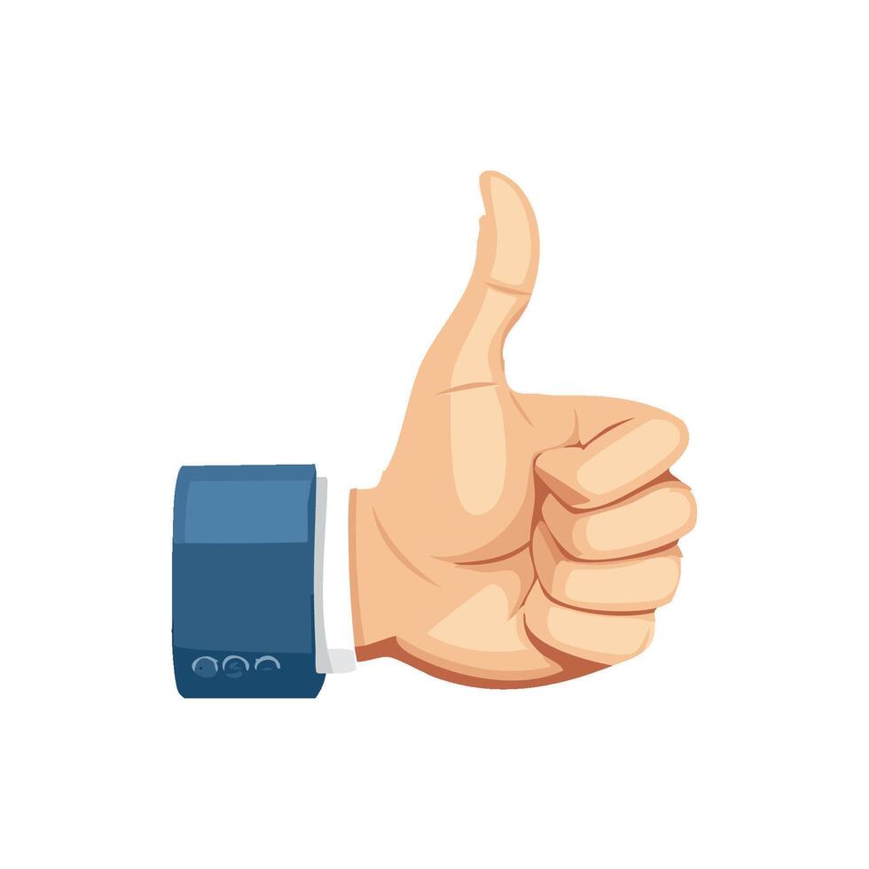 A hand with a thumb up gesture on a white background vector