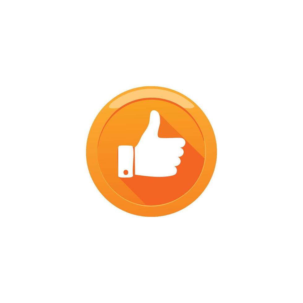 A thumbs up icon on an orange button vector