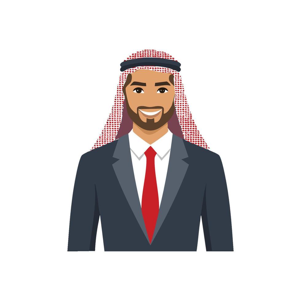 Arab man in suit and tie, flat style vector