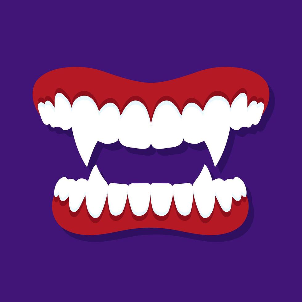 Vampire jaws with long sharp fangs. Vampire teeth vector