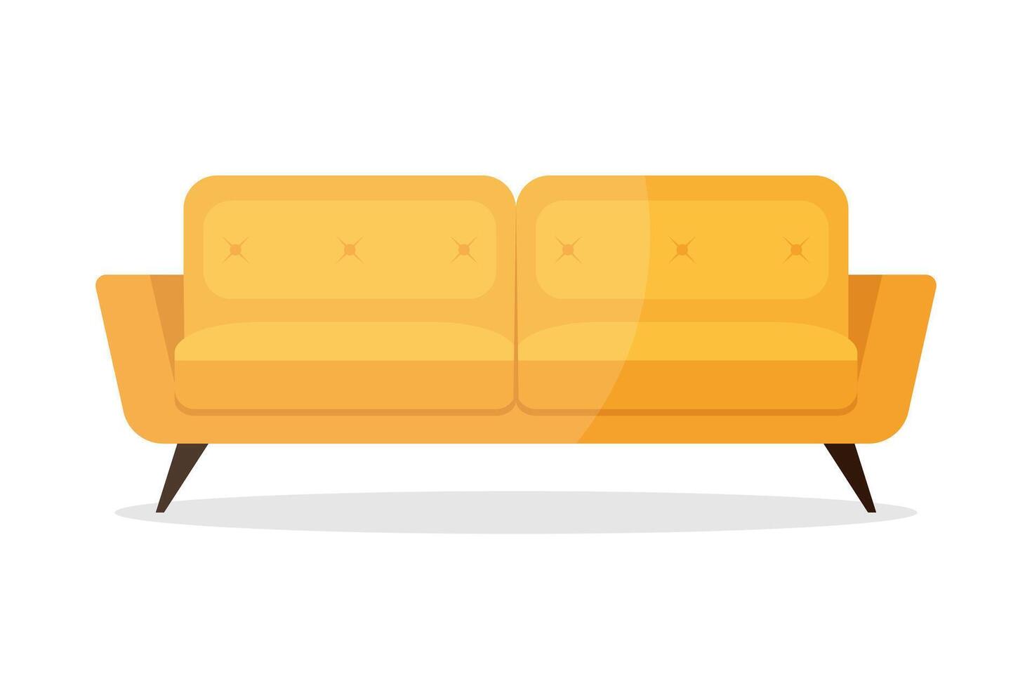 Yellow sofa flat icon isolated on white background. Flat couch icon symbol vector