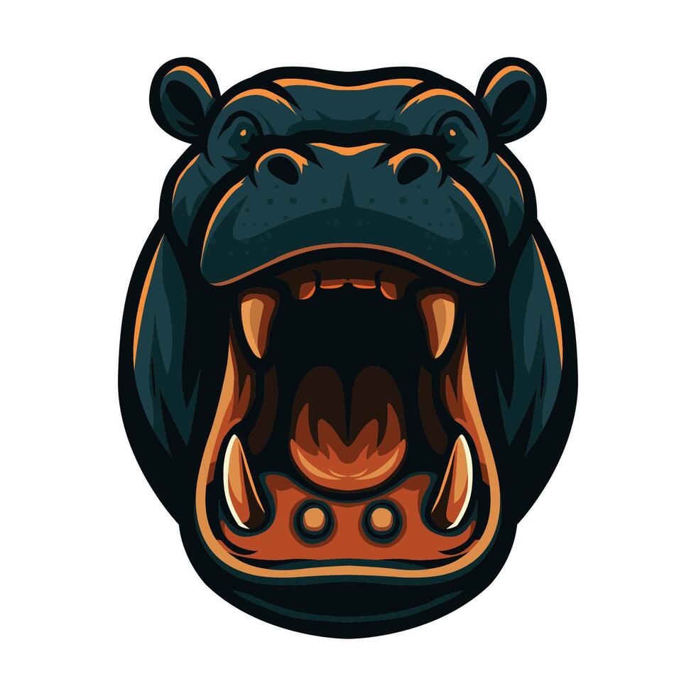 the head of a hippo with its mouth open illustration vector