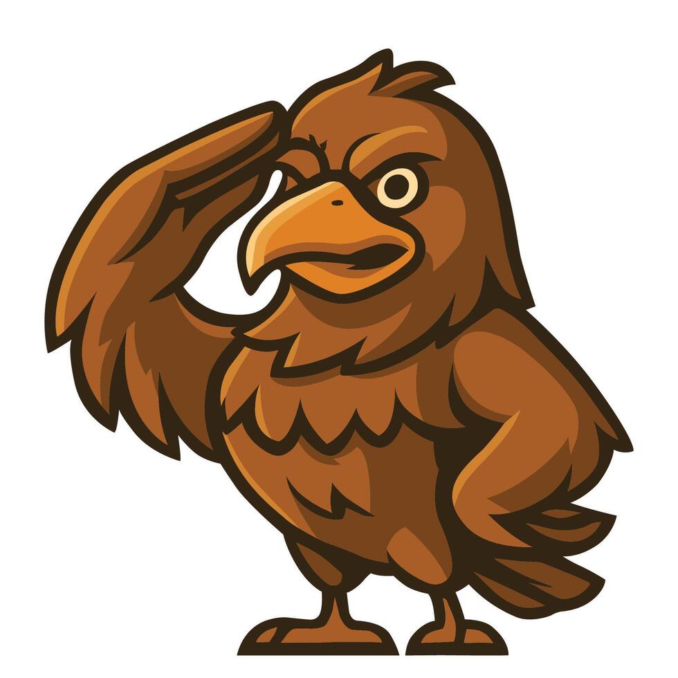 a cartoon eagle saluting with its beak open illustration vector