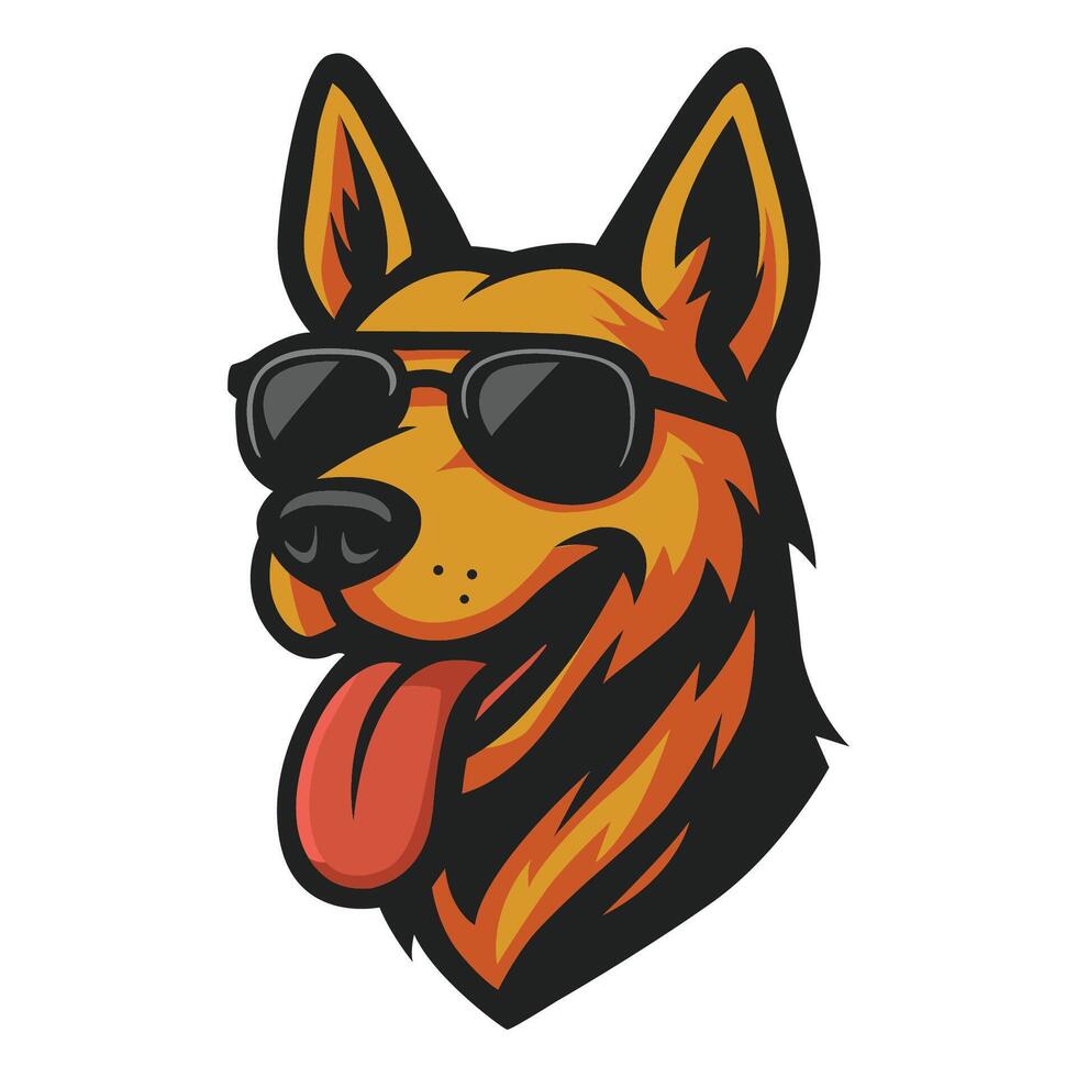 a dog wearing sunglasses with a tongue sticking out illustration vector