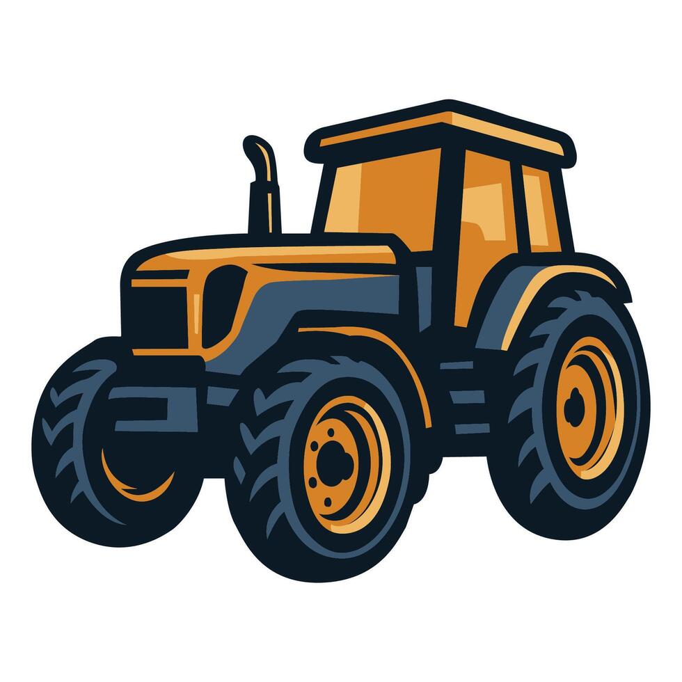 minimalist tractor illustration vector