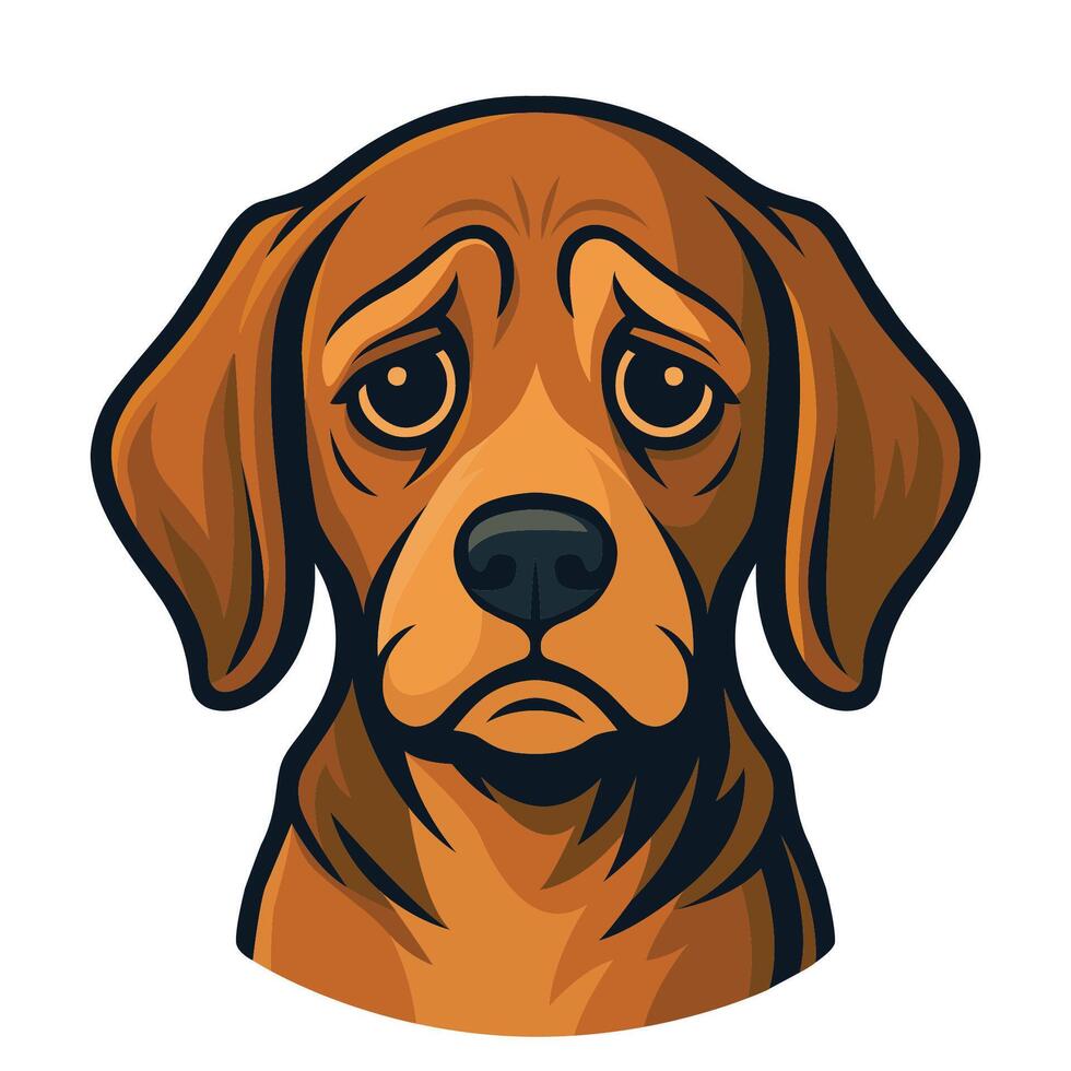 a sad dog head with a sad expression illustration vector
