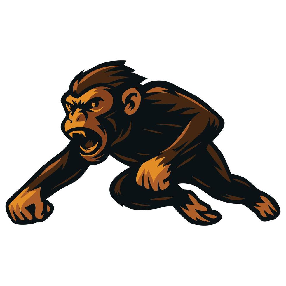 a cartoon monkey running with its mouth open illustration vector