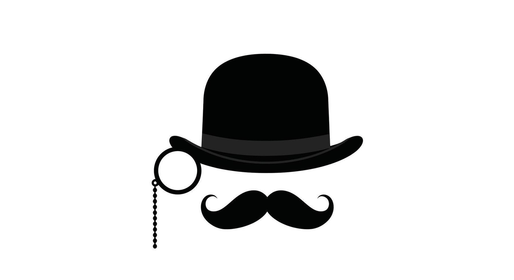 a mustache and hat with a chain vector