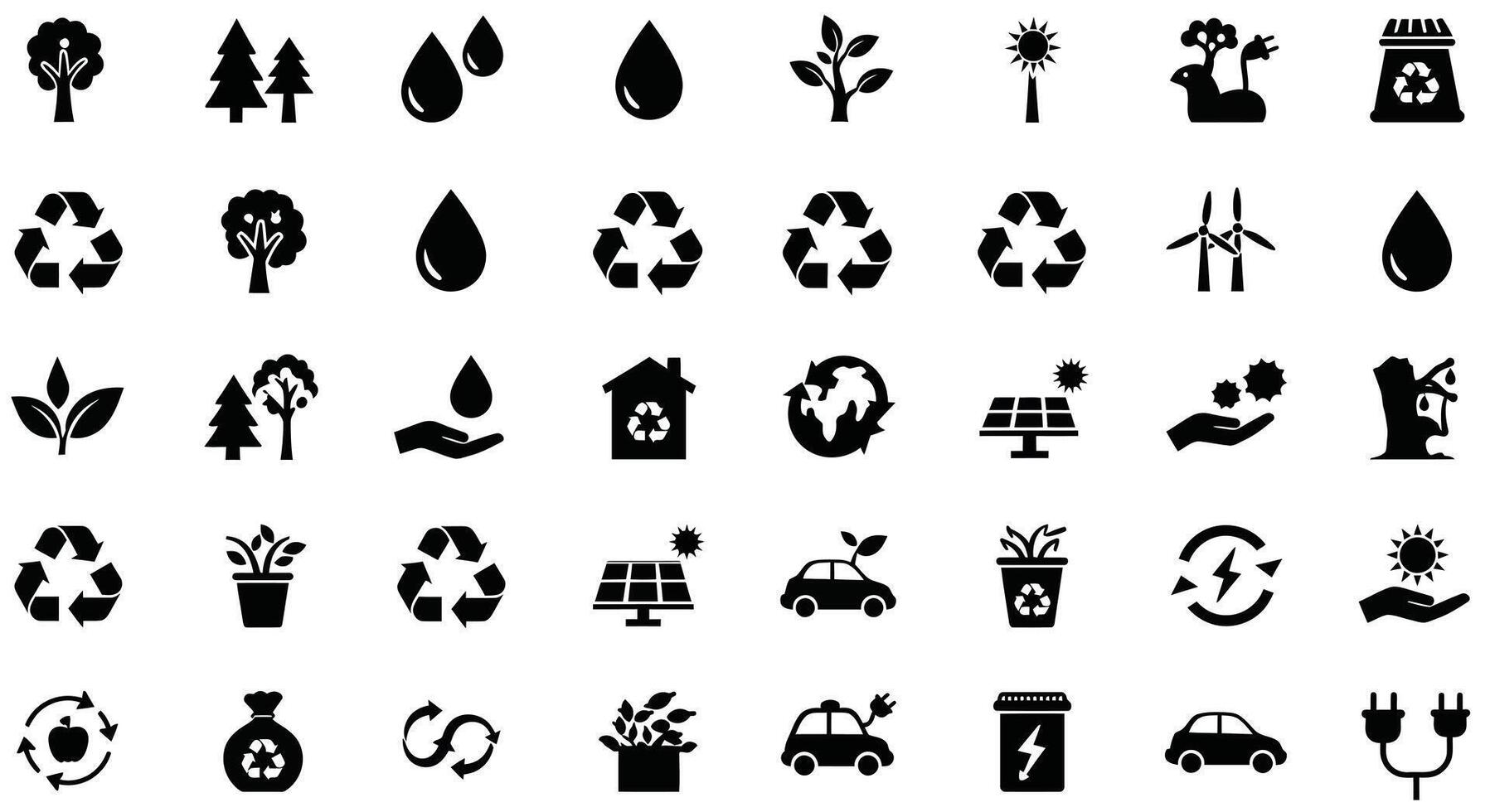a set of black and white icons depicting various types of environmental issues vector