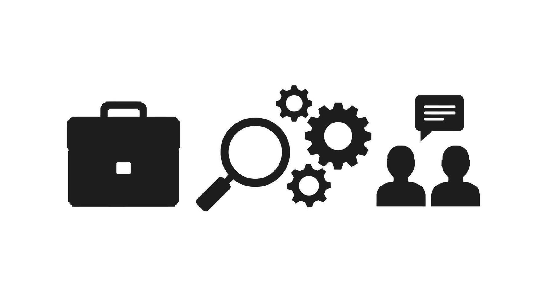 a black and white icon of people and a briefcase vector