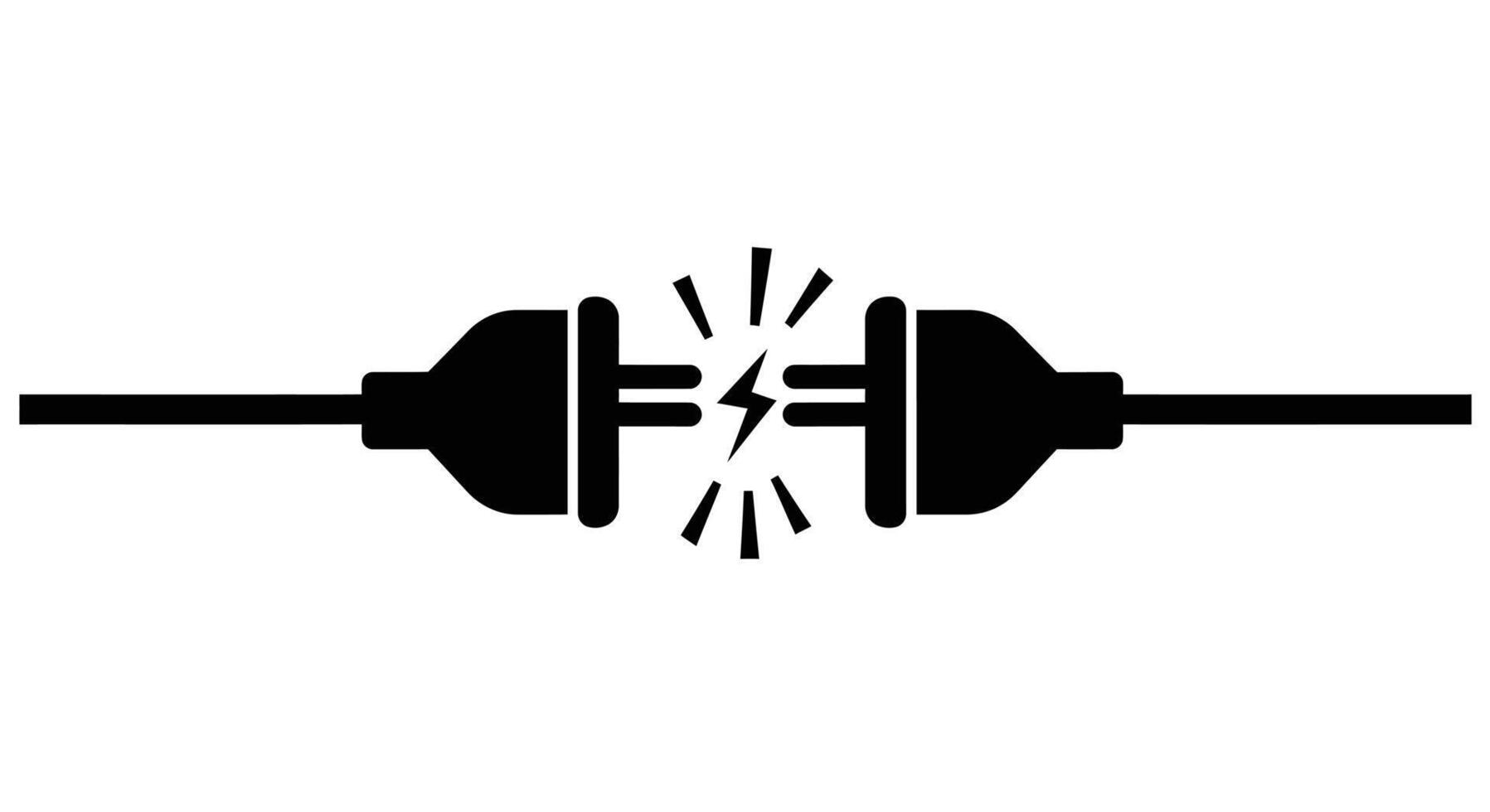 a black and white icon of a plug with a light coming out of it vector