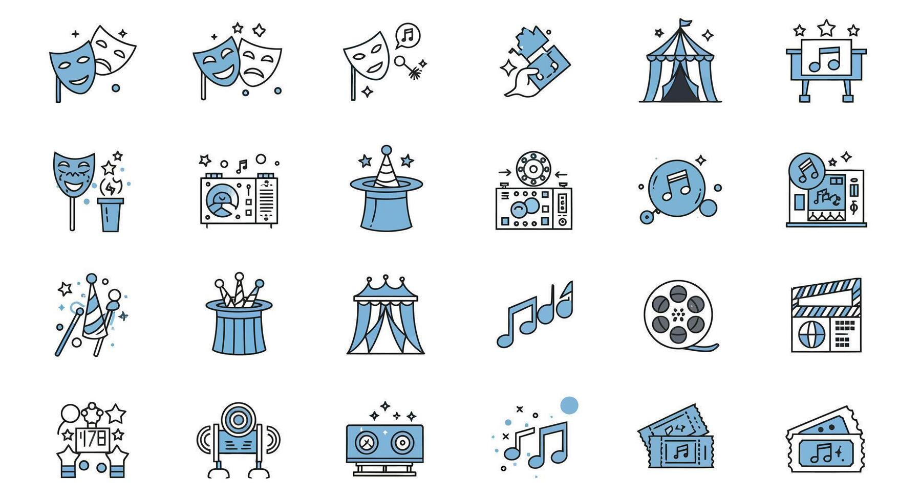 set of movie and theater icons vector