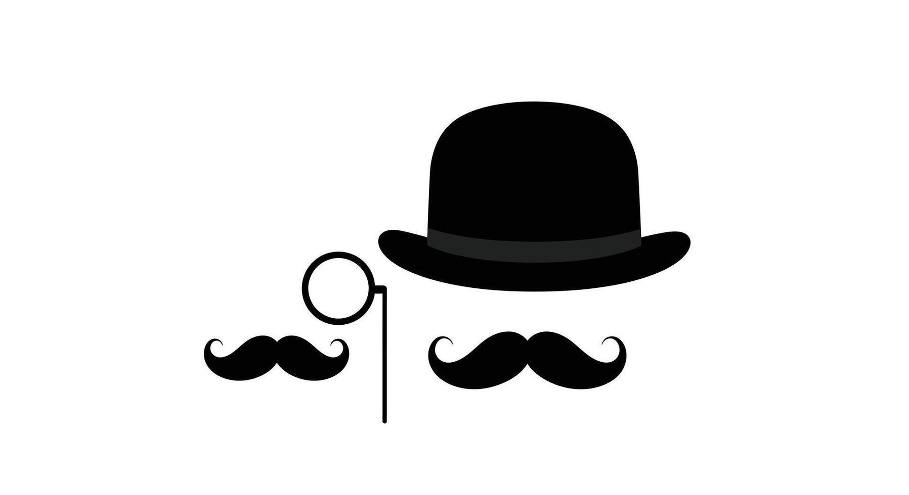 a hat and mustache with a magnifying glass vector