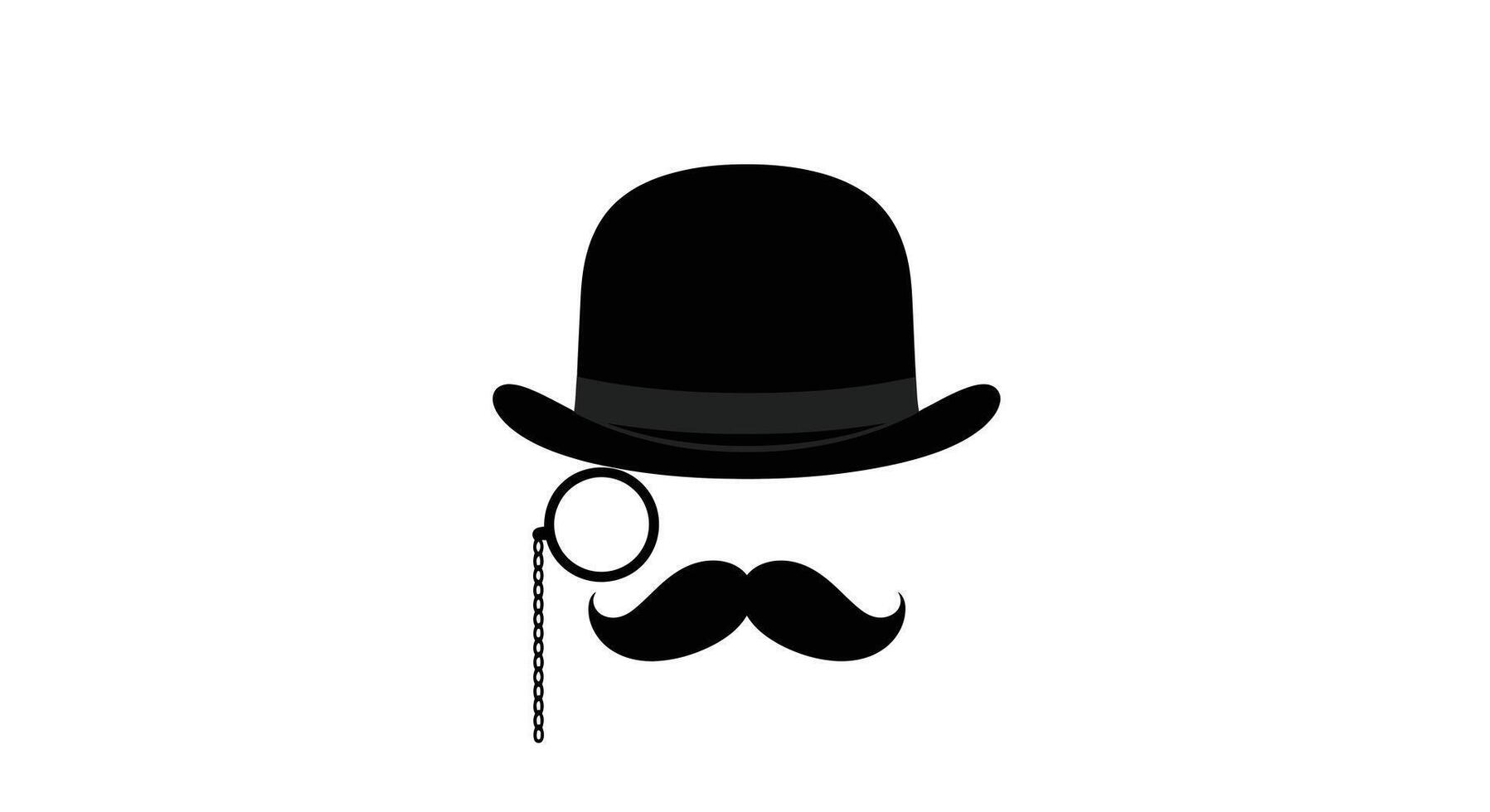 a hat and mustache with a chain vector