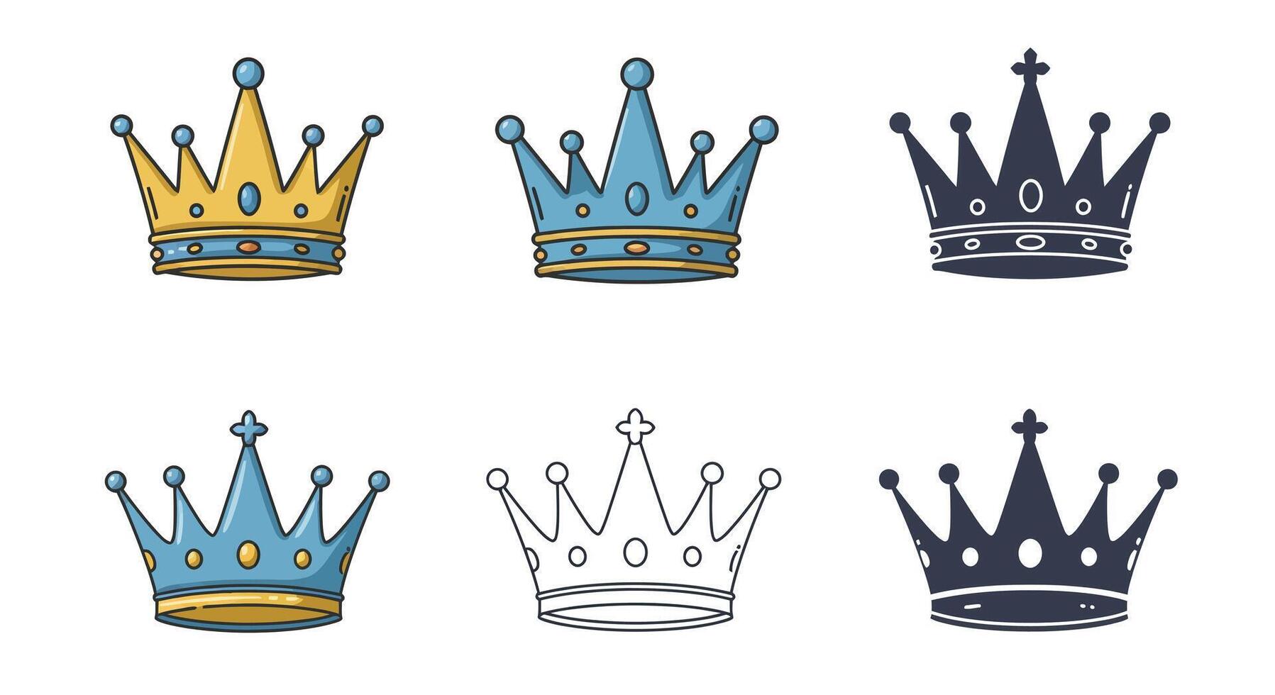 crown icon set, illustration vector