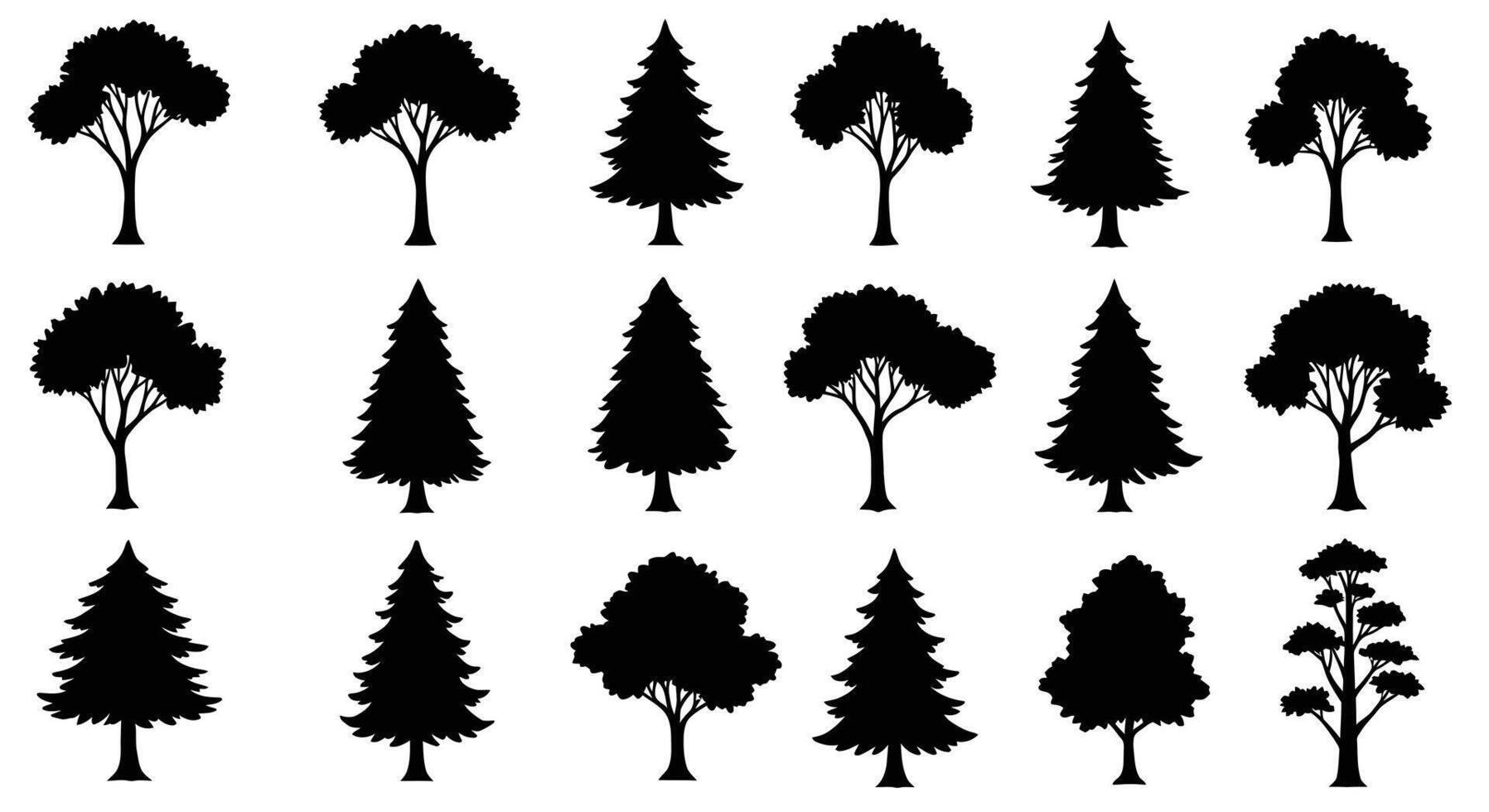 silhouettes of trees on a white background vector