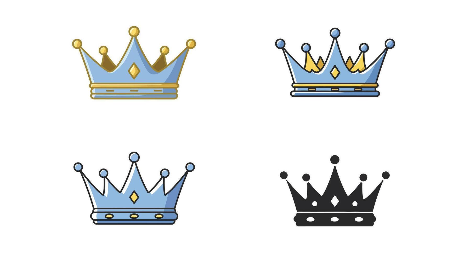 four crowns in different colors on a white background vector
