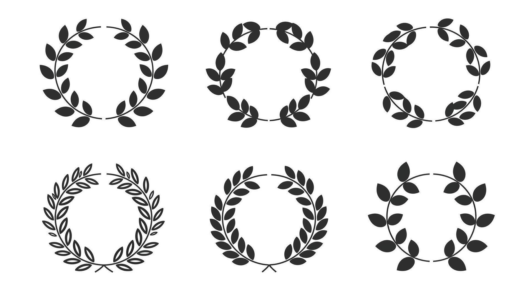 set of laurel wreaths illustration vector