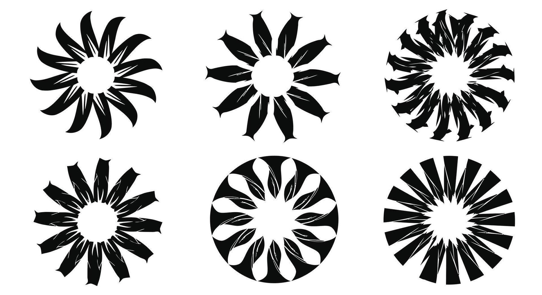 a set of black and white circular designs vector