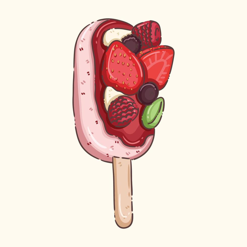 Fruit-topped ice cream bar vector