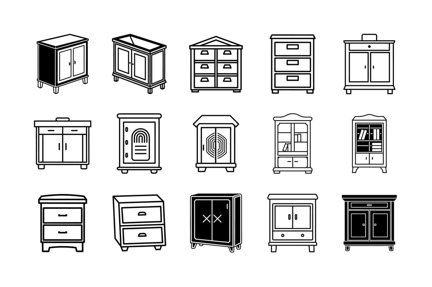 Cabinet Icon set on white background vector