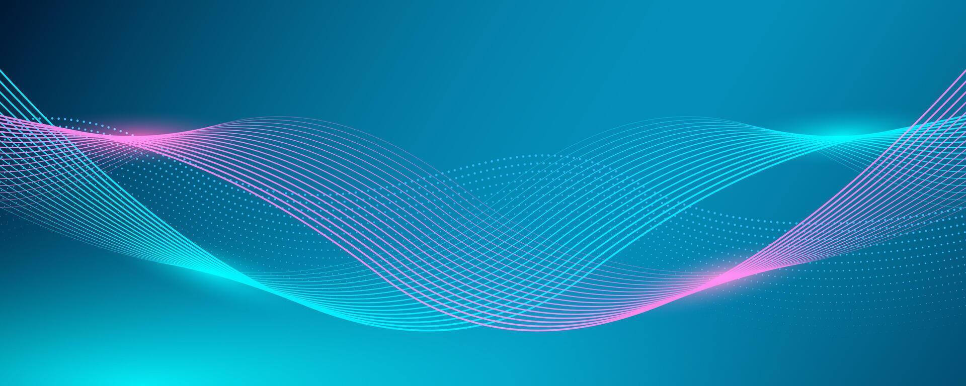 Dark blue background future technology concept. Abstract dynamic line wave flowing particle.Suitable for banner, poster, cover, brochure, flyer, website vector