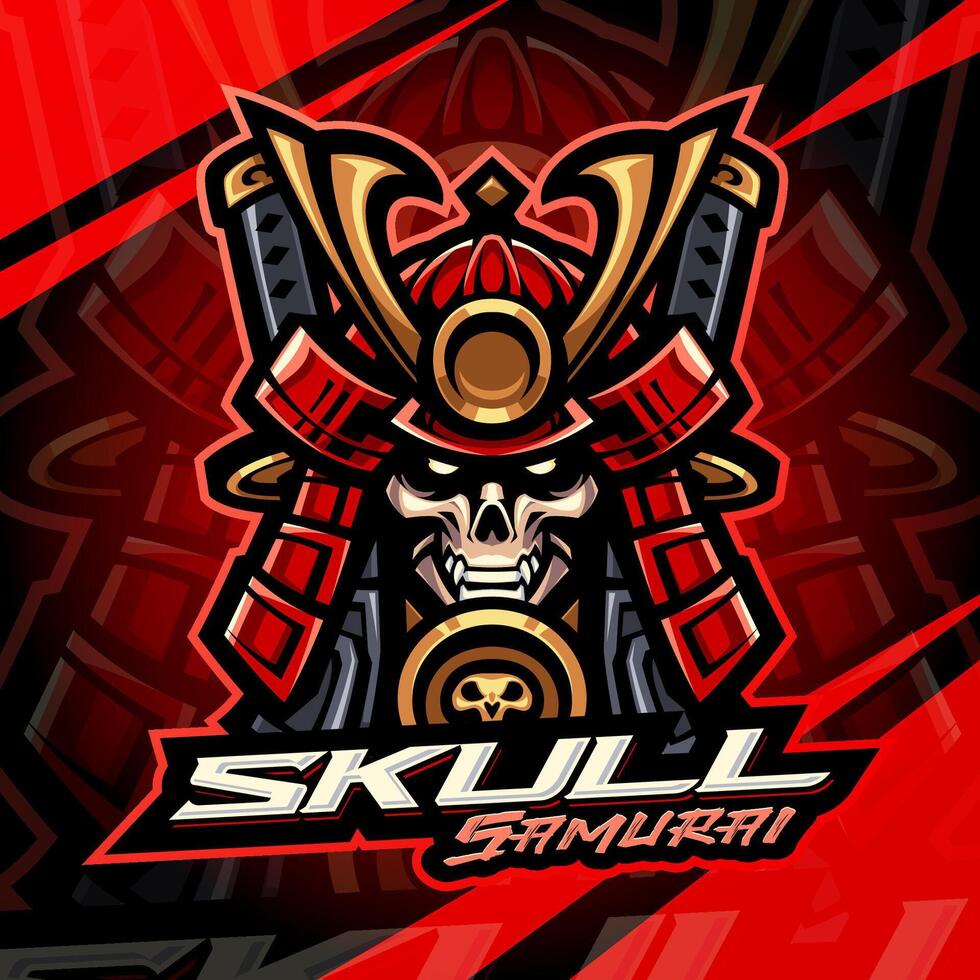Skull samurai mascot logo design vector