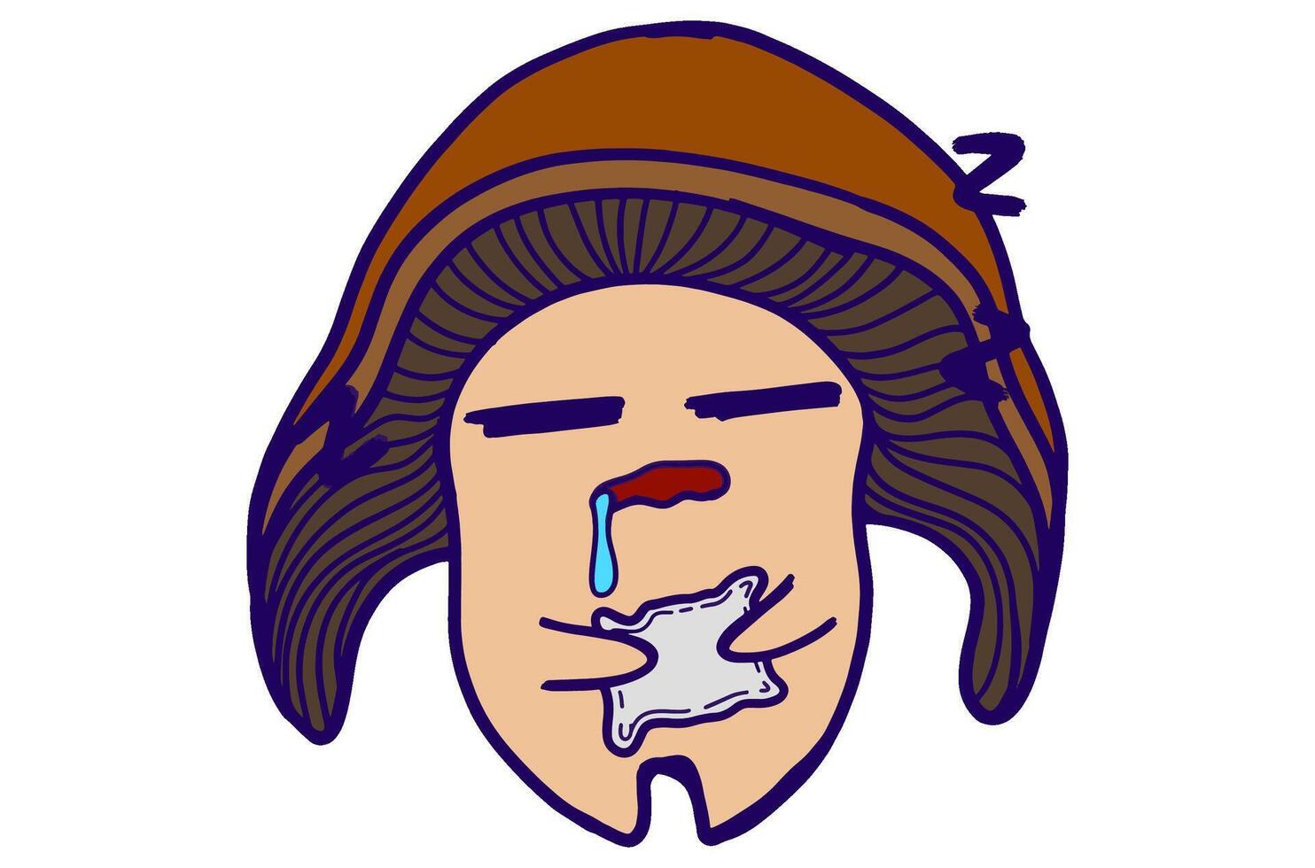 Silly Sleeping Mushroom Stickers vector