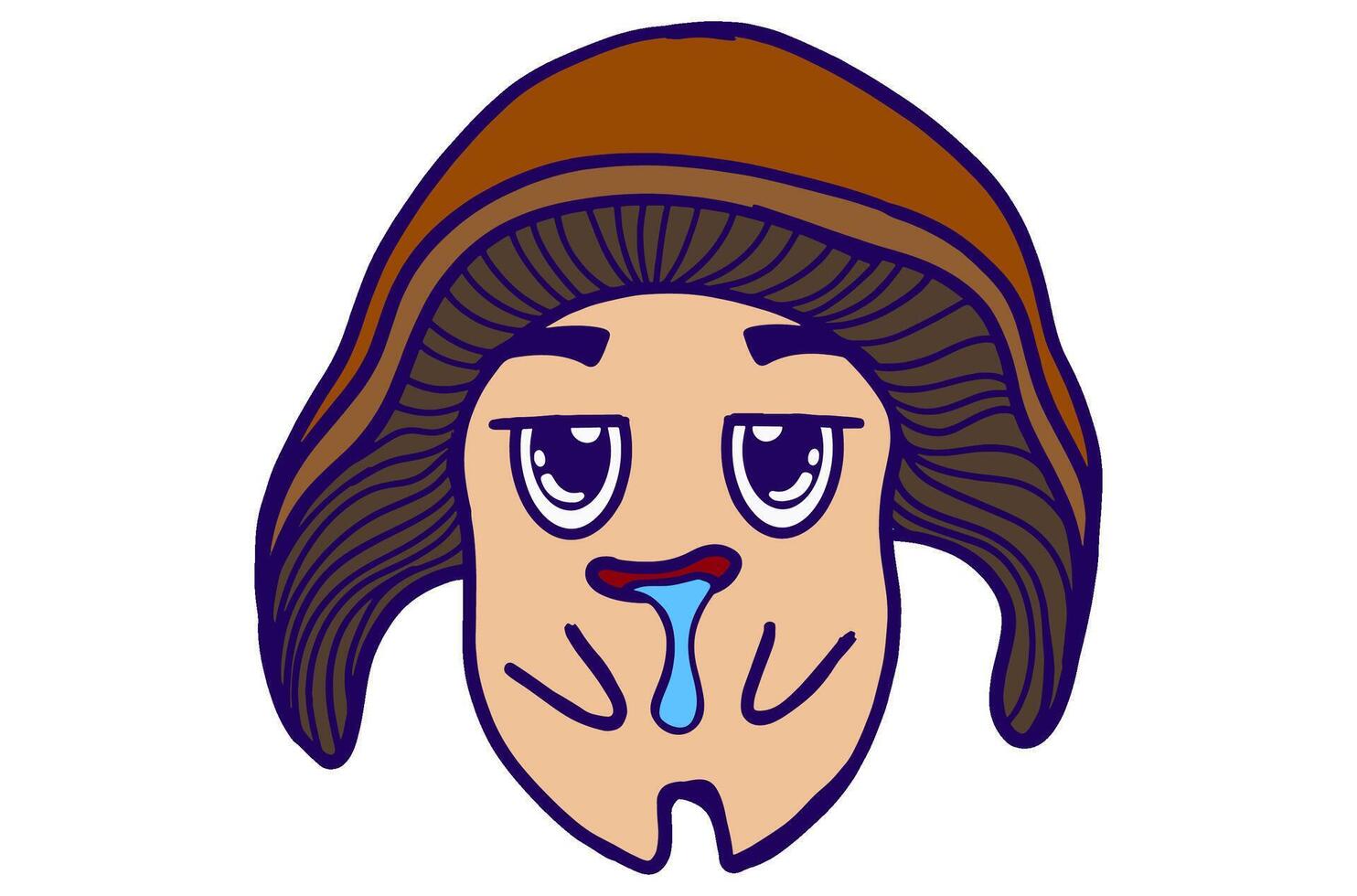 Drooling Expression Mushroom Faces Sticker Sheet vector