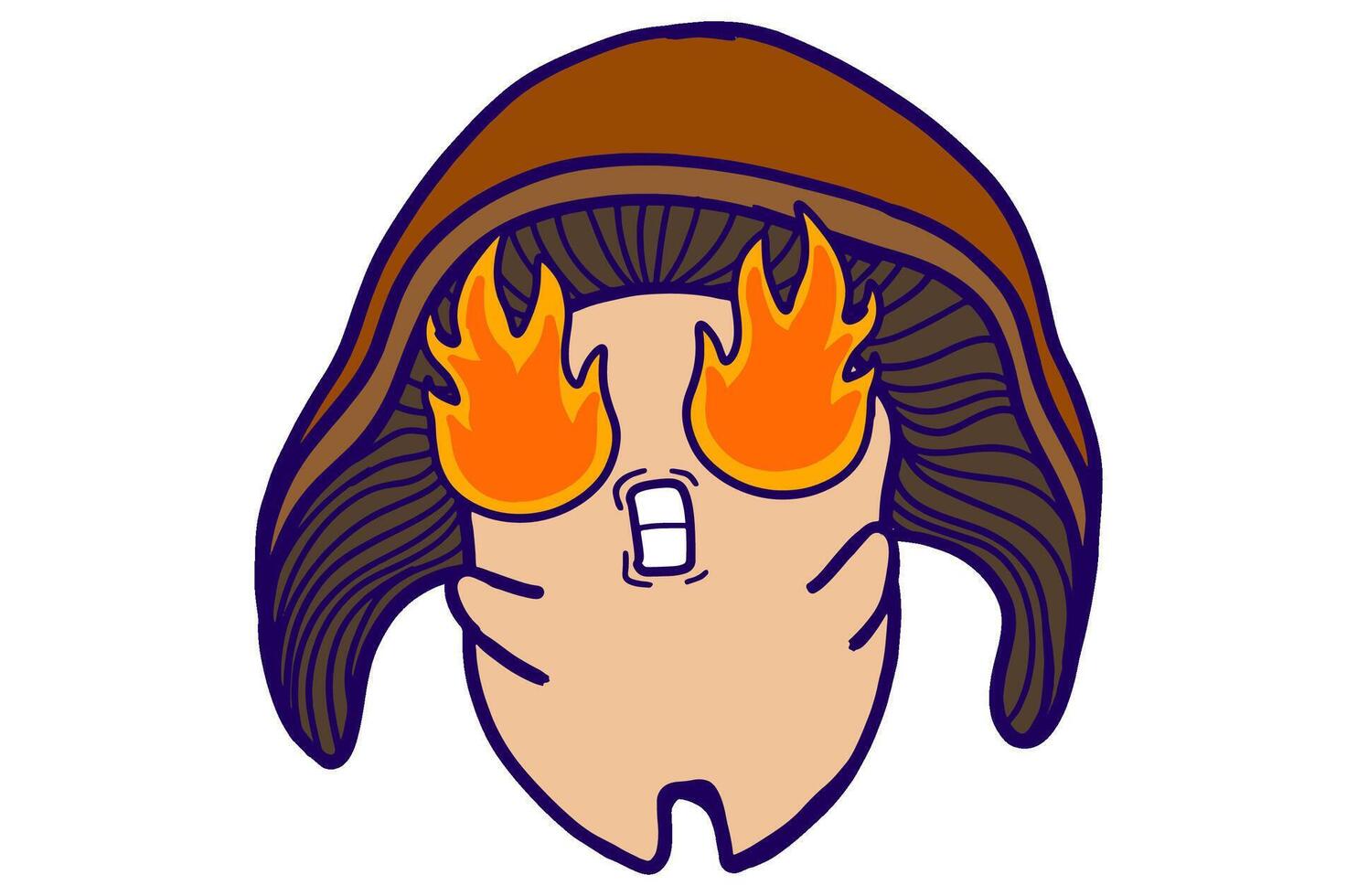Burning Passionate Expression Mushrooms Cartoon Set vector