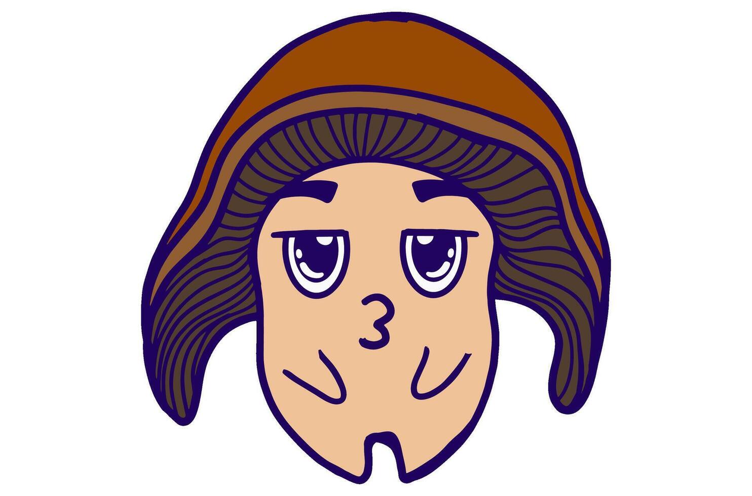 Frowning Expression Mushroom Kawaii Stickers vector