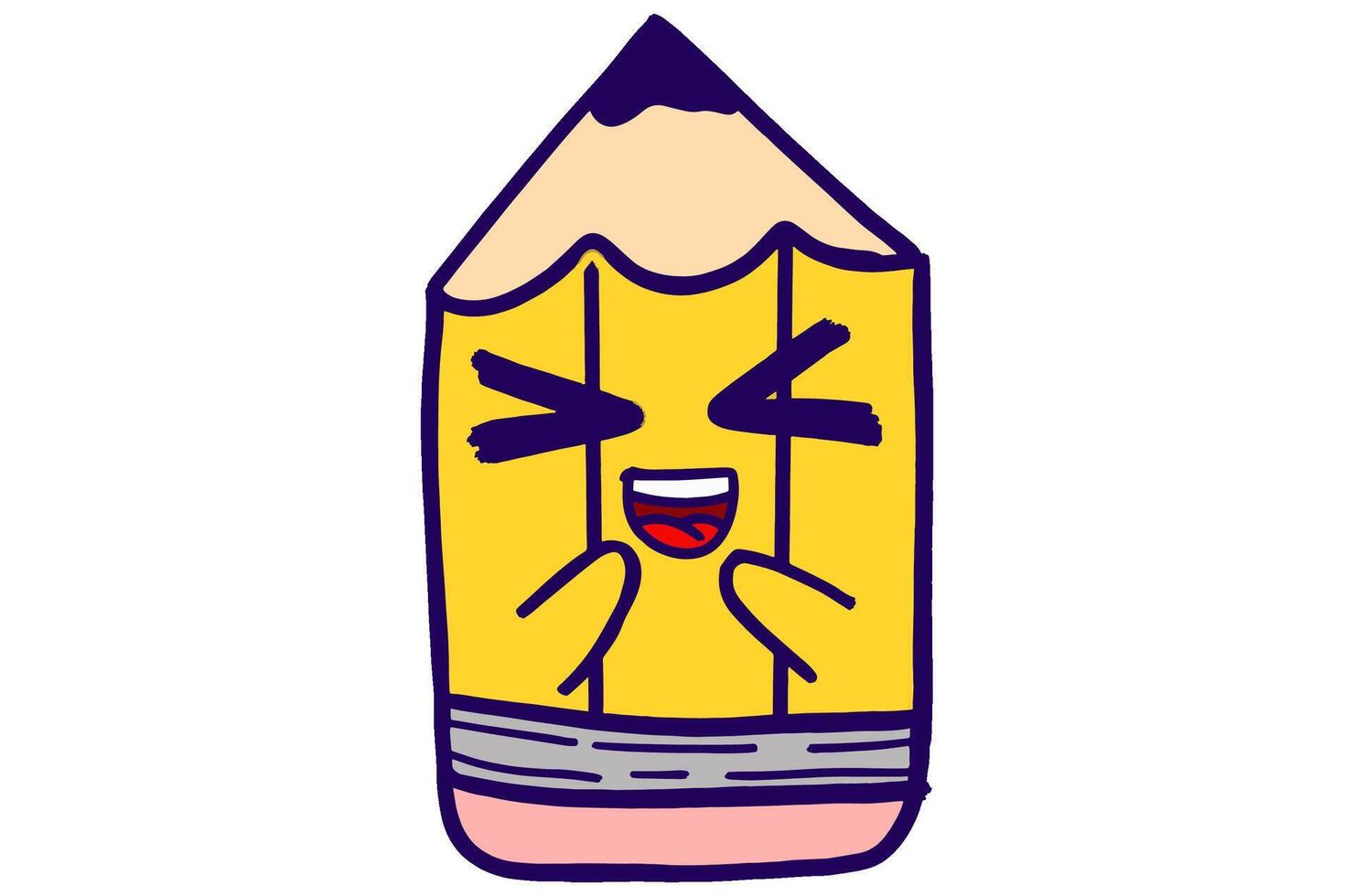 Cute Yellow Pencil Mascot Stickers With Blush Expression vector