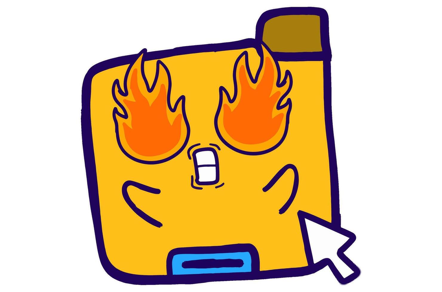 Cute Folder Icon Mascot Stickers With Burning Spirit with Fiery Eyes expression vector