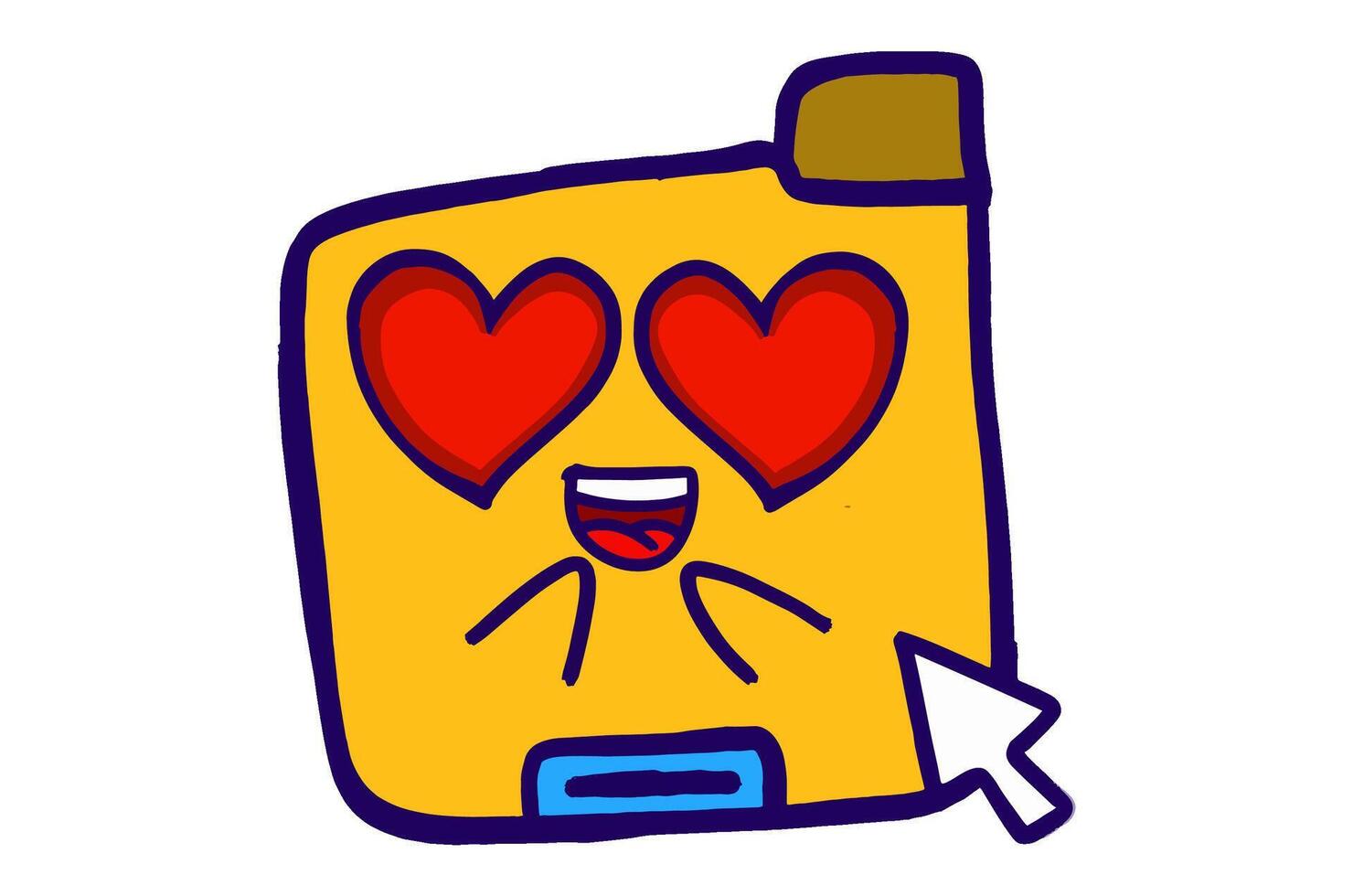 Cute Folder Icon Mascot Stickers With Fall in Love With Love Eyes Expression vector