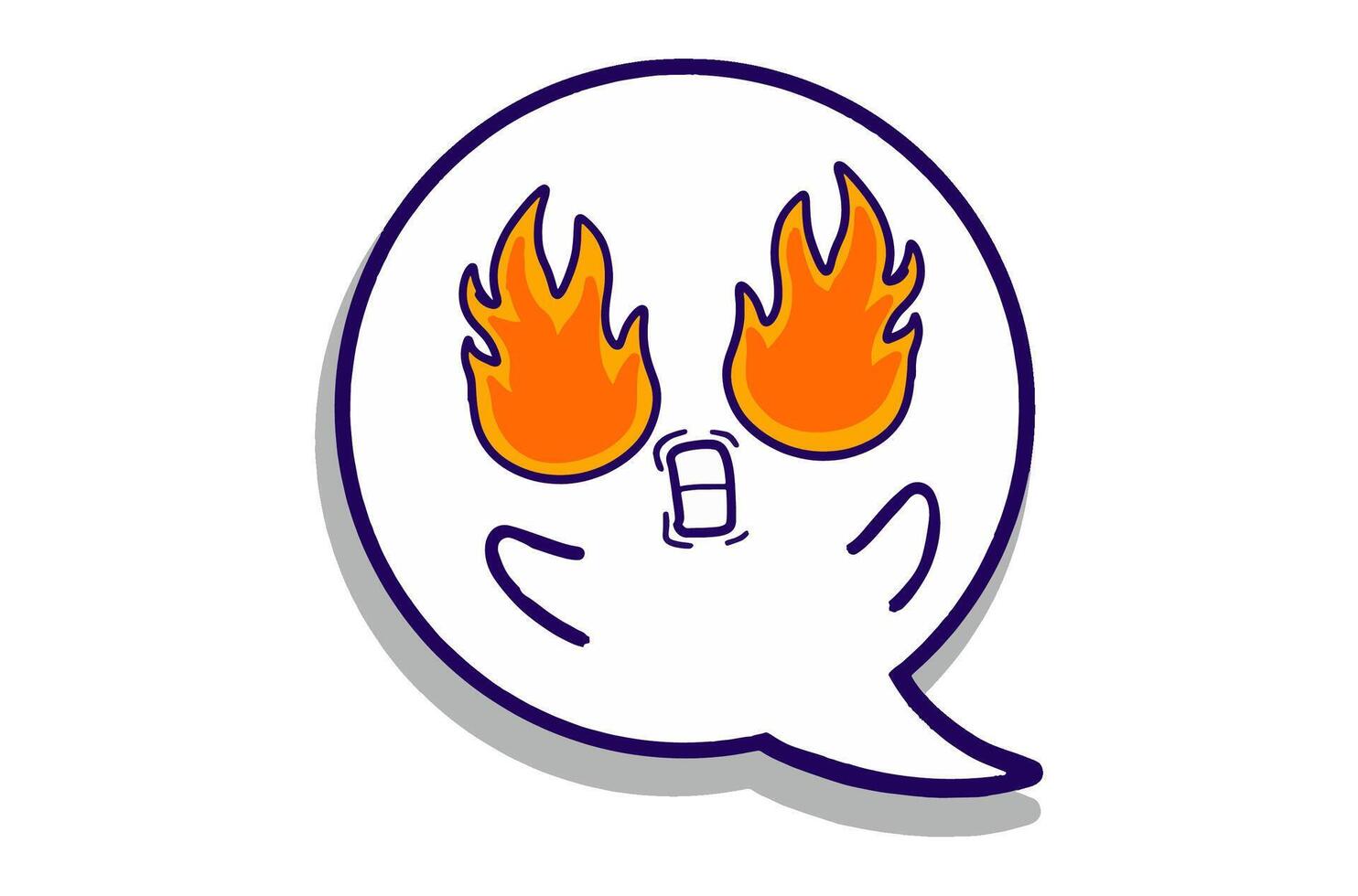 Burning Spirit with Fiery Eyes expression Emoji Bubble Chat Mascot Characters vector