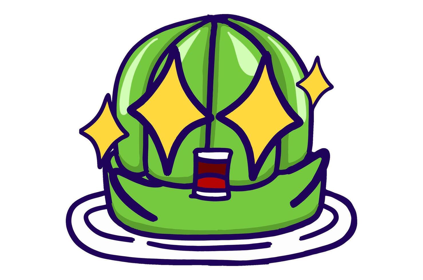 Kawaii Green Jelly On A Plate Mascot Sticker Collection With Amazed expression with starry eyes vector