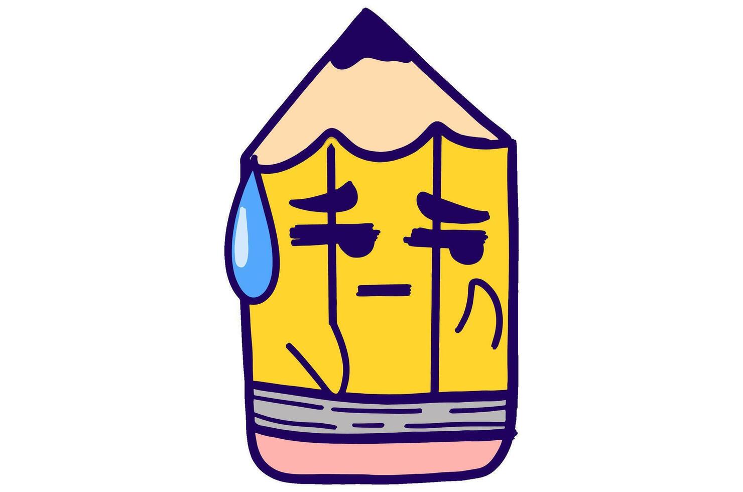 Cute Yellow Pencil Mascot Stickers With Disappointed Expression vector