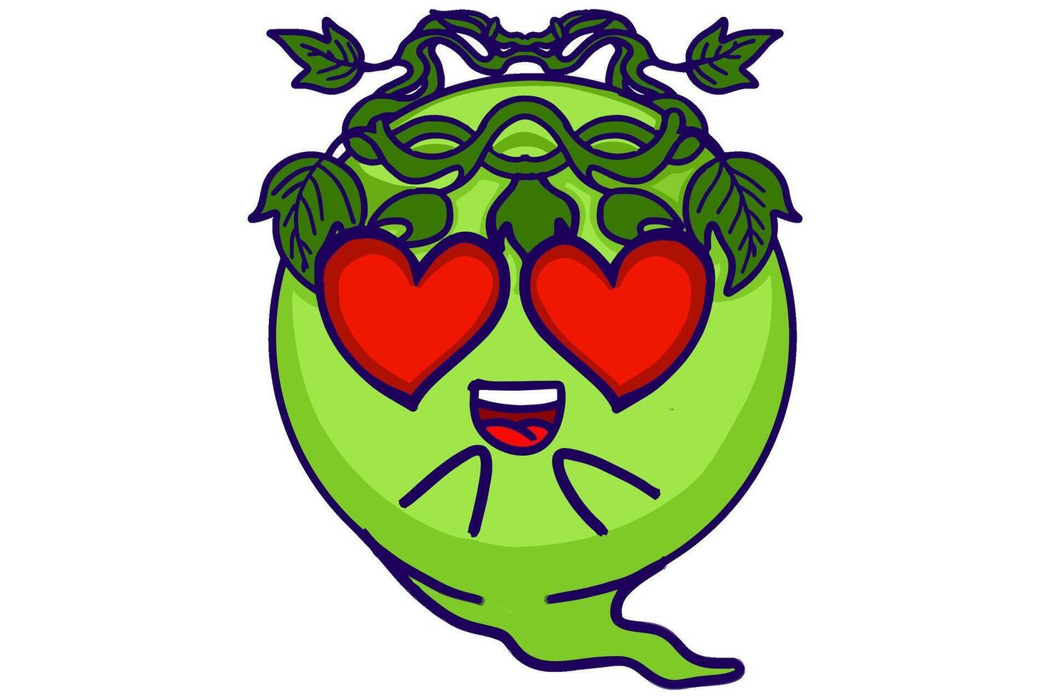 Happy Earth Day - Expression of Falling in Love Mascots Kawaii Stickers vector