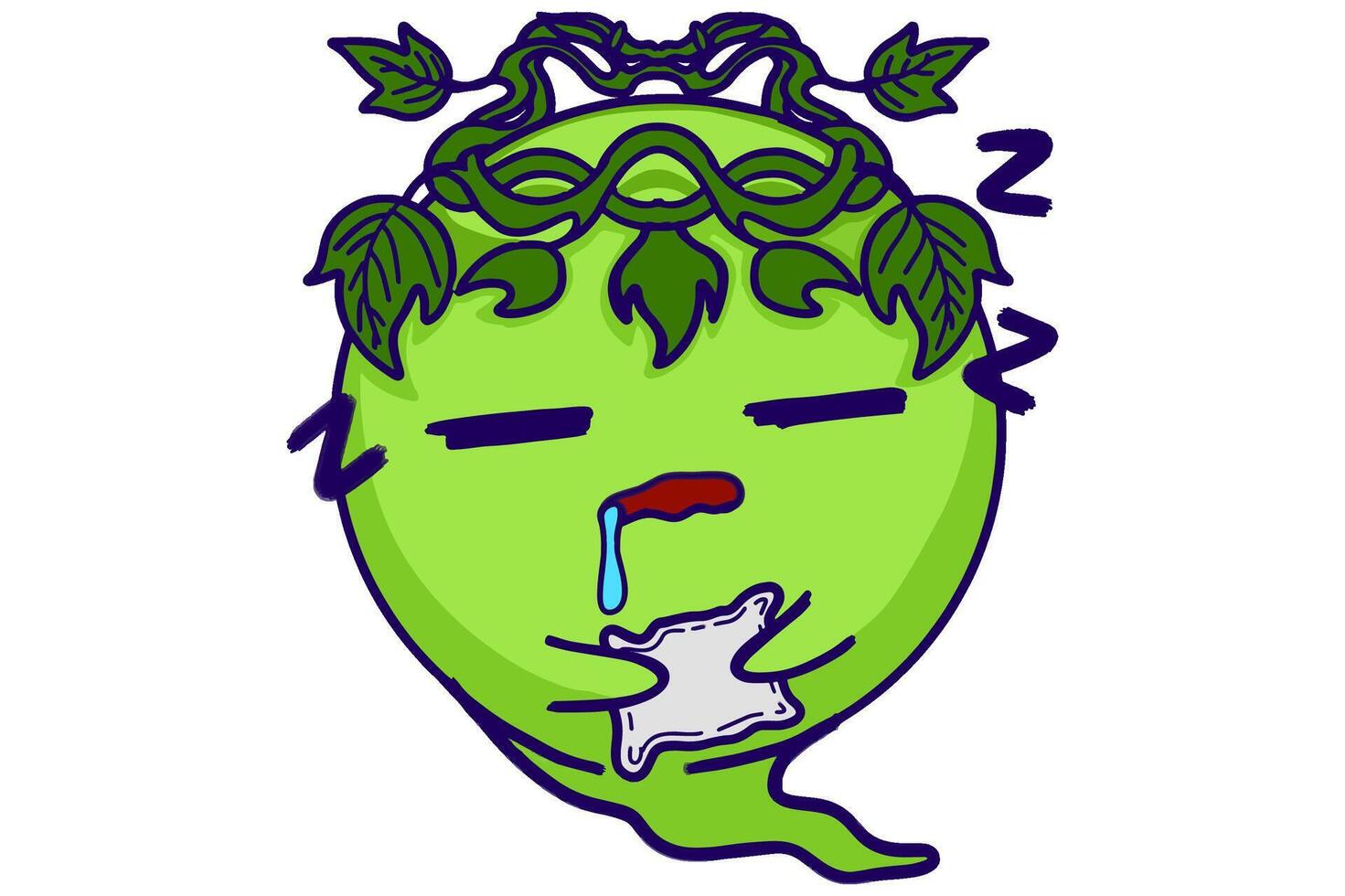 Happy Earth Day - Expression of Sleeping Mascots Kawaii Stickers vector