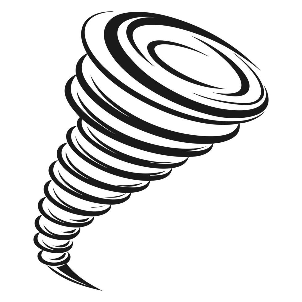 Powerful swirling tornado black and white illustration vector