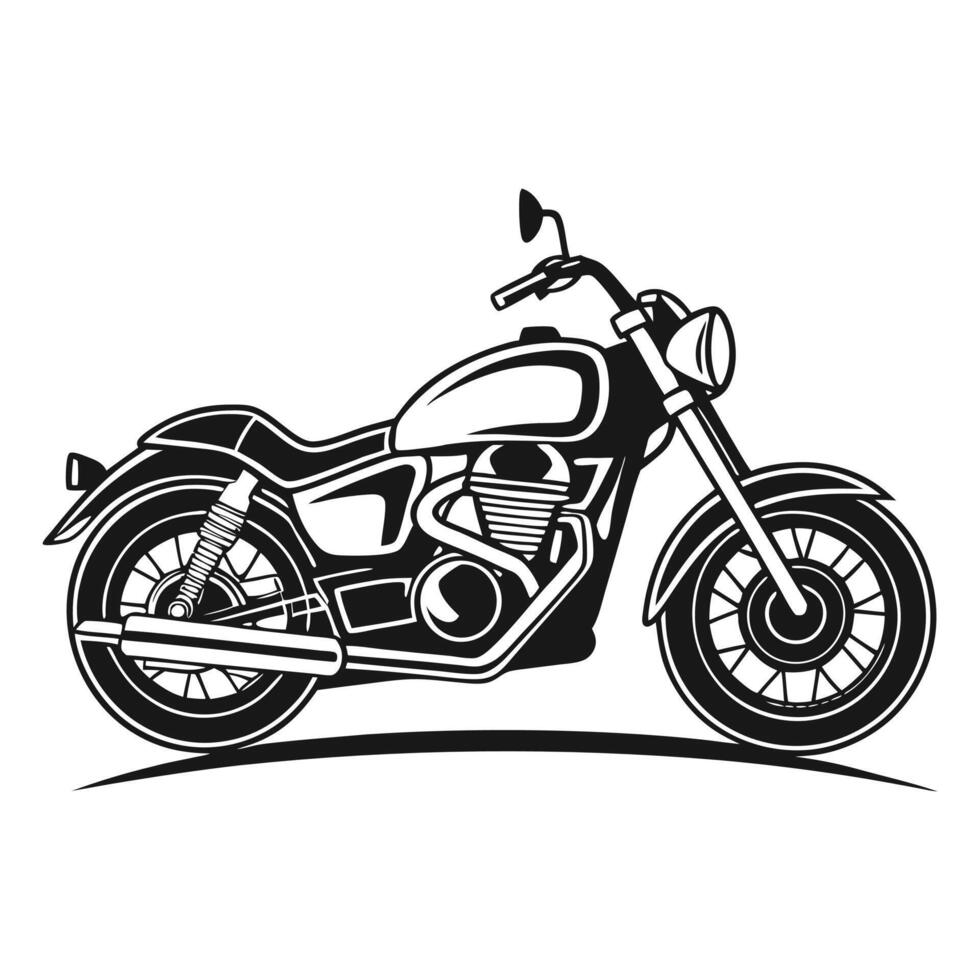 Classic motorcycle design black and white illustration vector