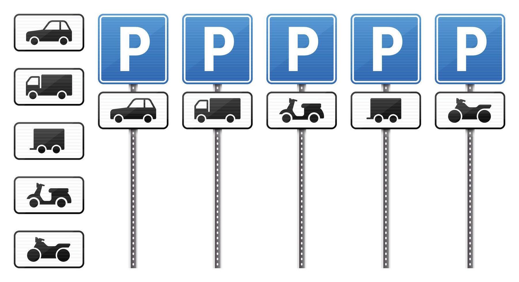 Parking signs for cars and trucks vector